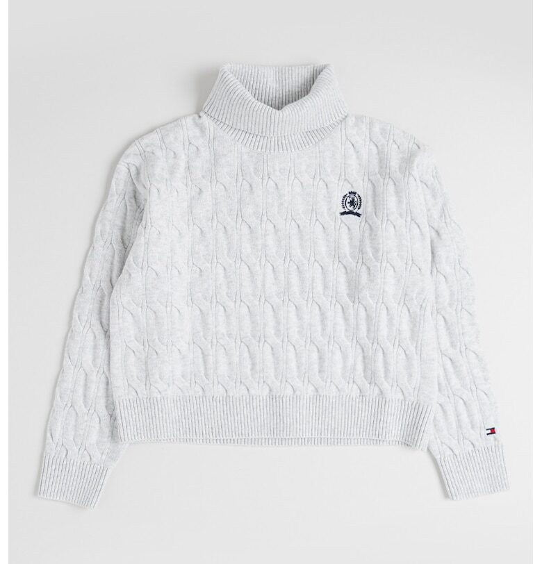 Поло с плетка осморка - Светлосив меланж Tommy Hilfiger