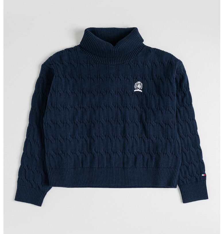 Поло с плетка осморка - Тъмносин Tommy Hilfiger