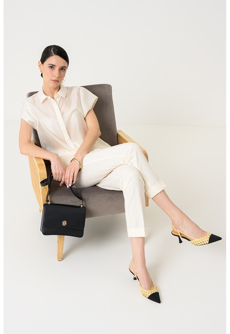 Полупрозрачна риза с къси ръкави - Крем Stefanel