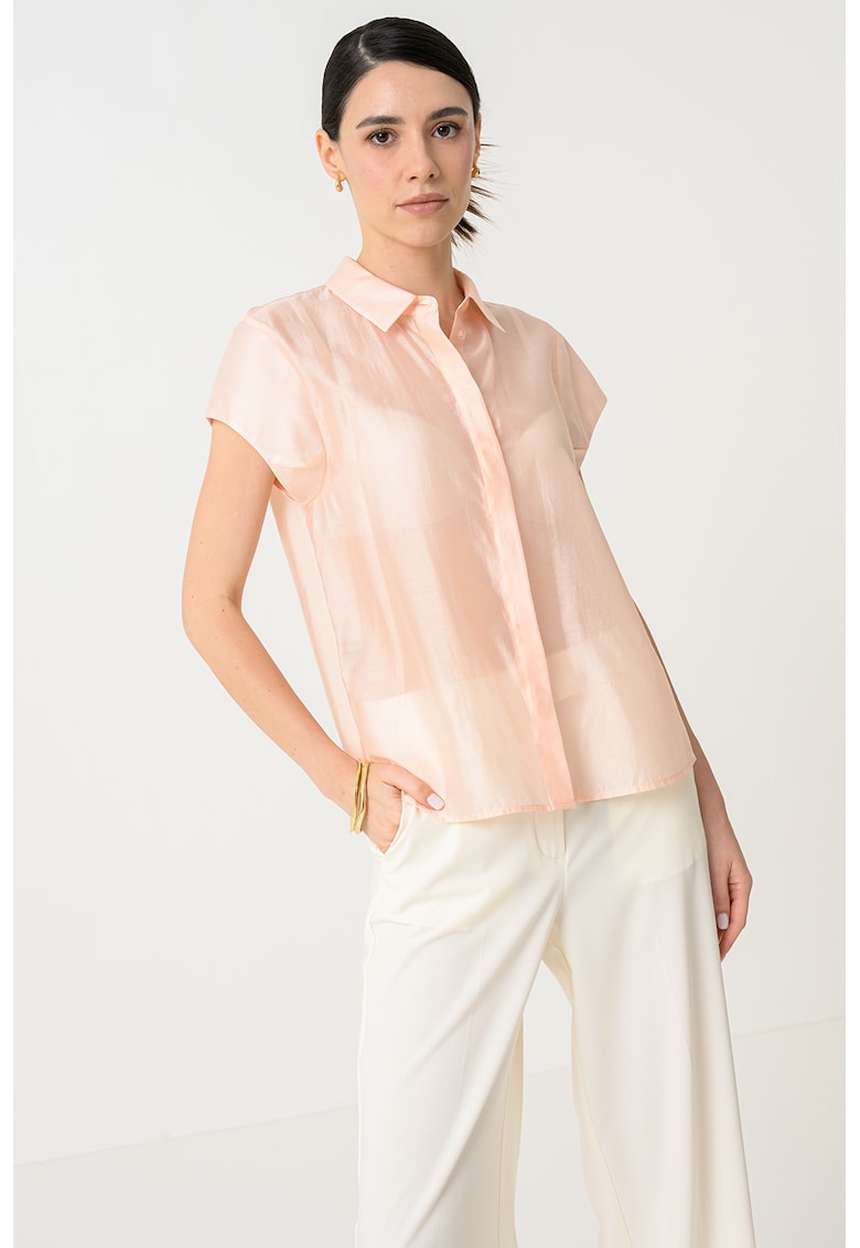 Полупрозрачна риза с къси ръкави - Праскова Stefanel