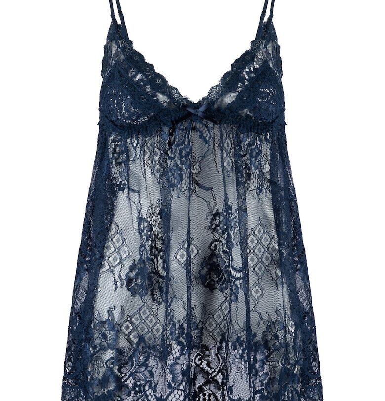 Полупрозрачно неглиже с дантела - Тъмносин LingaDore