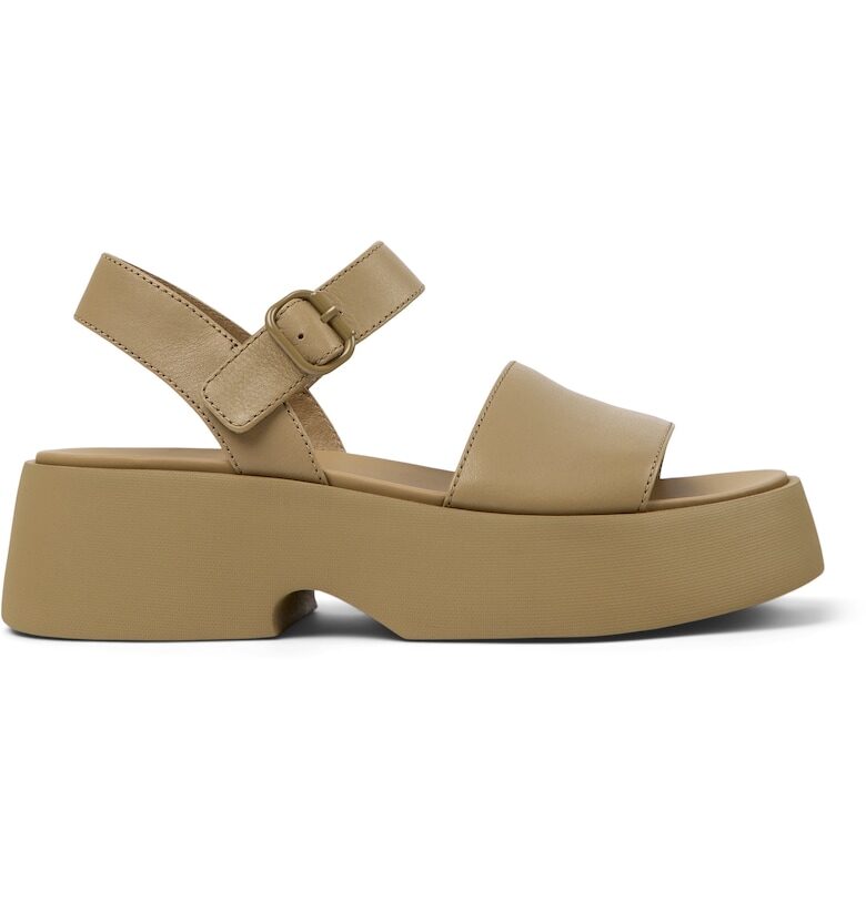 Полускосени кожени сандали Tasha от кожа - Кафяв Camper