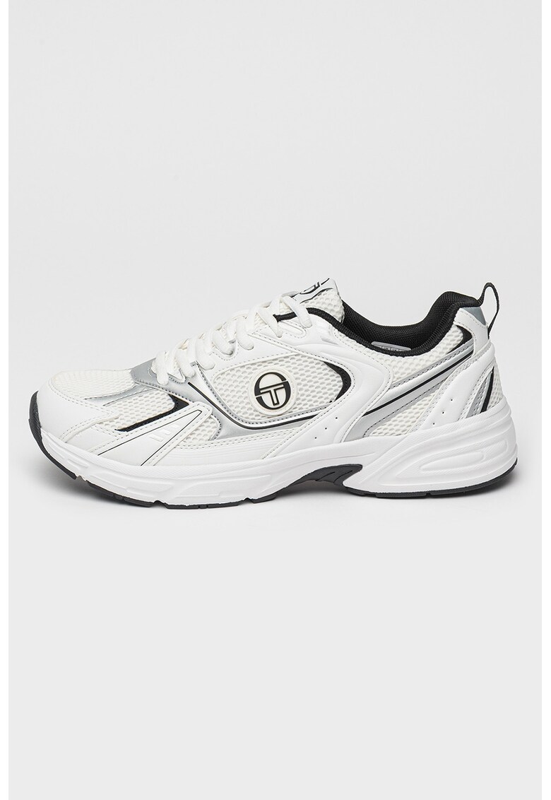 Полускосени мрежести маратонки Portland с еко кожа - Бял/Сребрист Sergio Tacchini