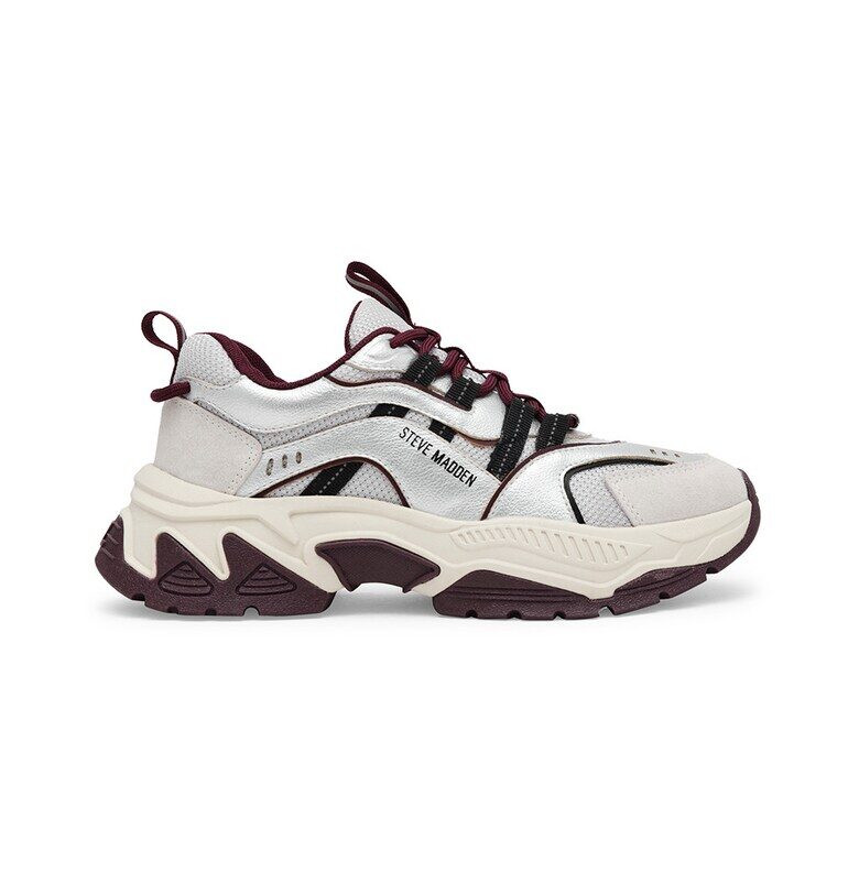 Полускосени спортни обувки с велур - Бял/Светло сив Steve Madden