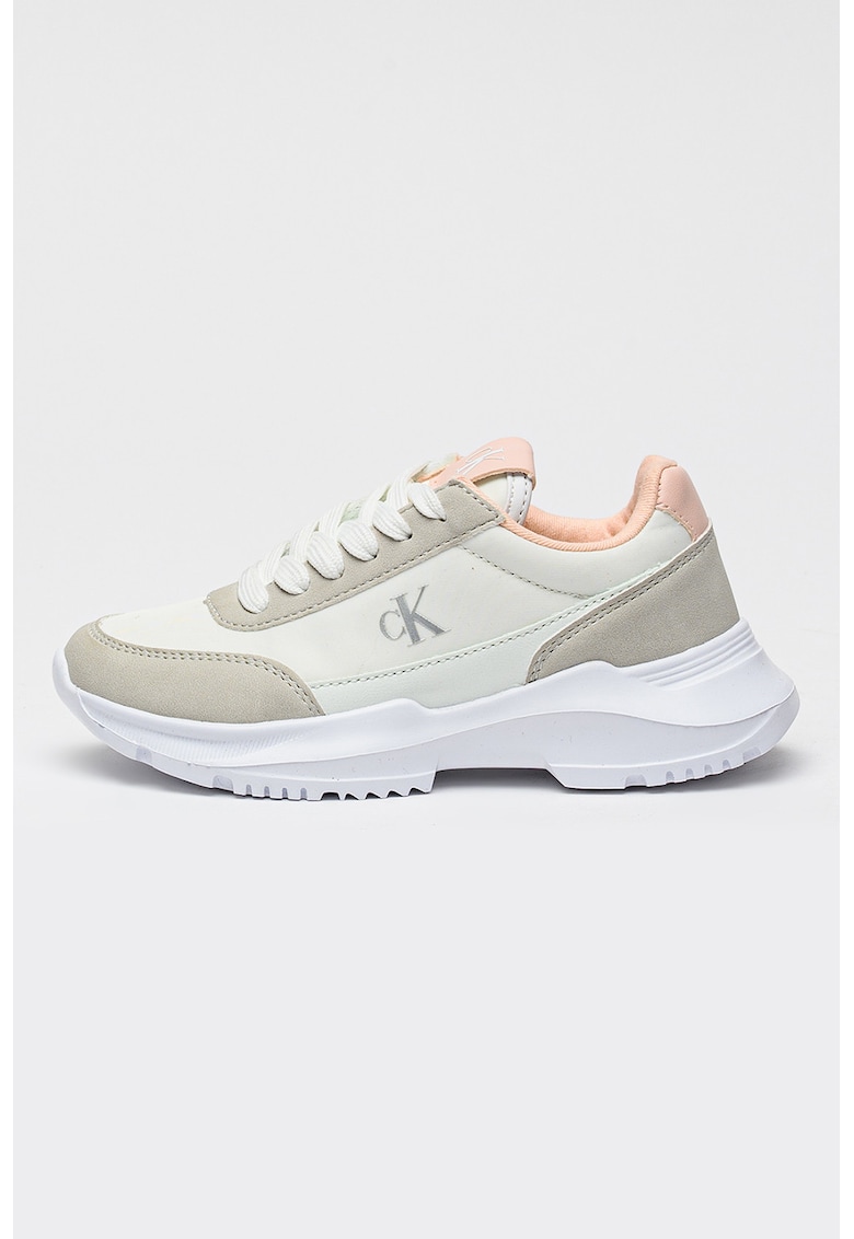Полускосени спортни обувки с монограм - Сив/Мръснобял CALVIN KLEIN