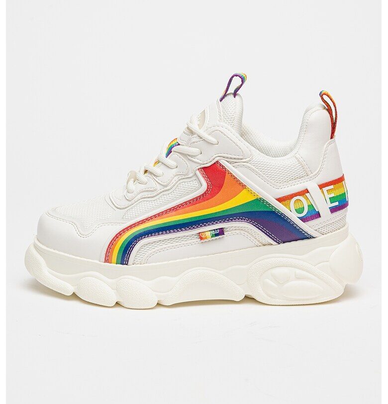 Полускосени спортни обувки с мрежести зони - Червен/Бял/Индигово синьо Buffalo