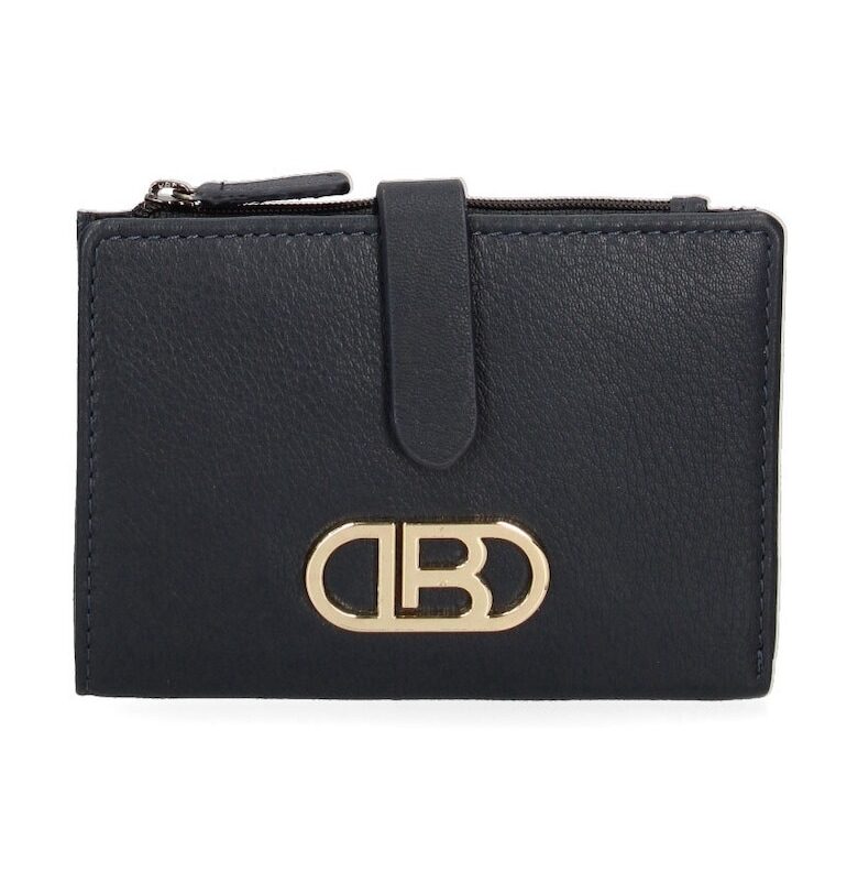 Портмоне от еко кожа с метално лого - Син Laura Biagiotti