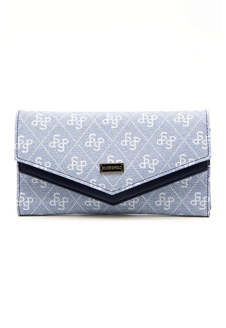 Портмоне от еко кожа с монограм - Светлосин/Тъмносин SilverPolo