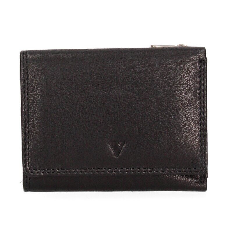 Портмоне от еко кожа със заден джоб с цип - Черен Sergio Valentini