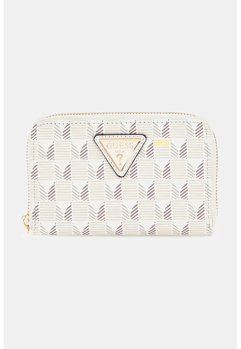 Портмоне с цип и десен - Сив/Мръснобял GUESS