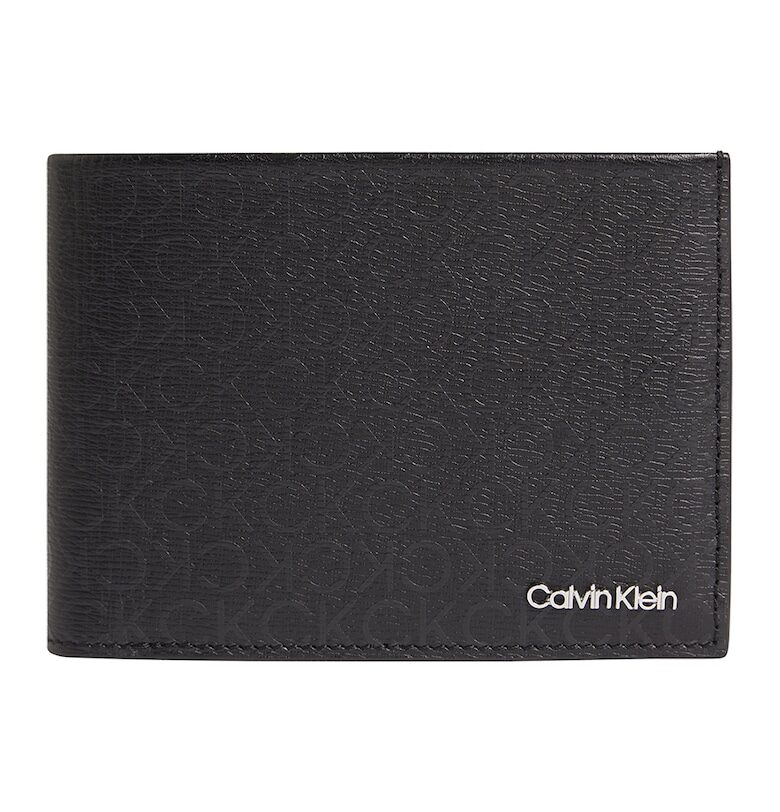 Портфейл от еко кожа с прегъване и лого - Черен CALVIN KLEIN