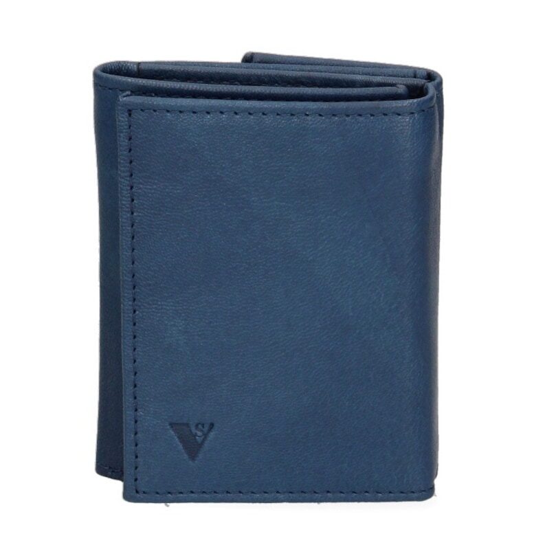 Портфейл от еко кожа с тройно прегъване - Прашно синьо Sergio Valentini