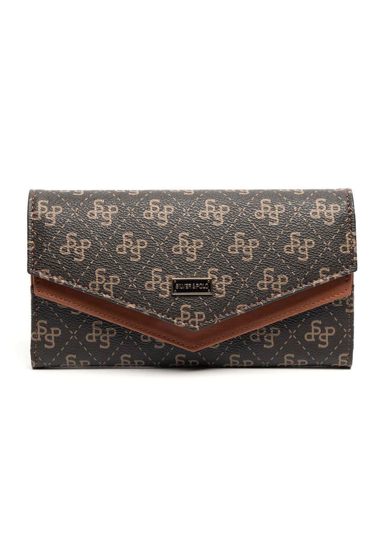 Портфейл от еко кожа с шарка - Кафяв SilverPolo