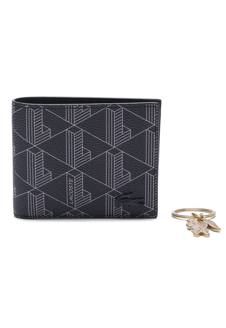 Портфейл с двойно прегъване и ключодържател - Черен Lacoste