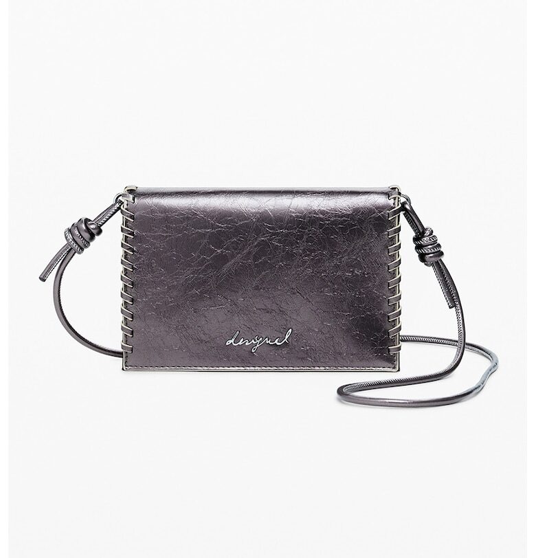 Портфейл с лого и презрамка - Сребрист DESIGUAL