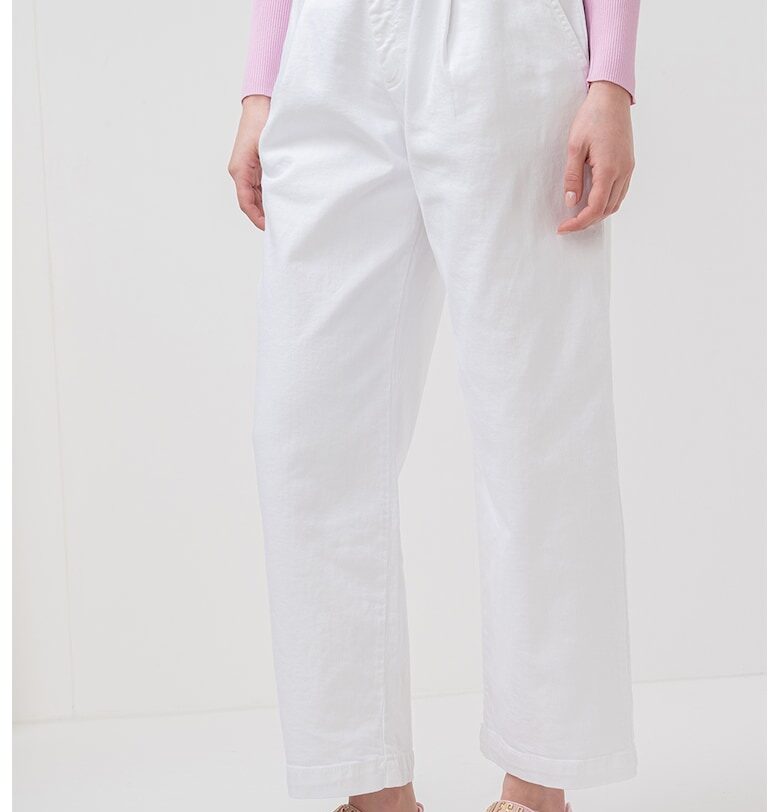 Прав панталон с висока талия - Бял Marella