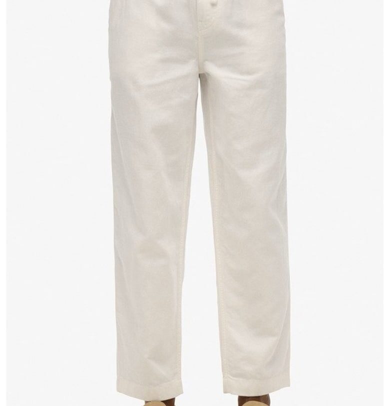 Прав панталон с лен - Бял Superdry  Co