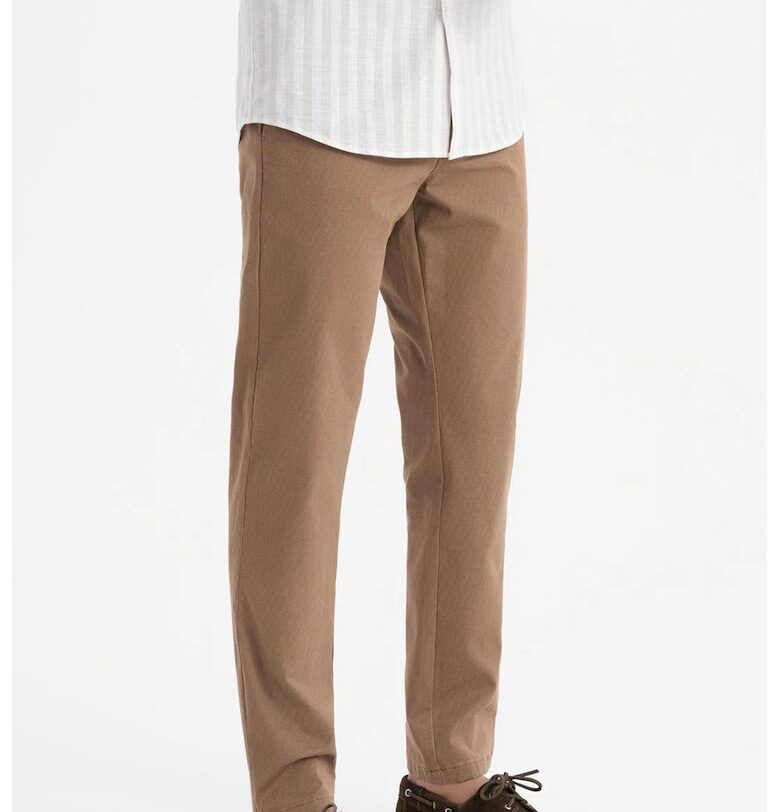 Прав панталон със средновисока талия - Светлокафяв OMBRE