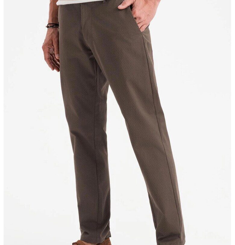 Прав панталон със средновисока талия - Тъмнокафяв OMBRE