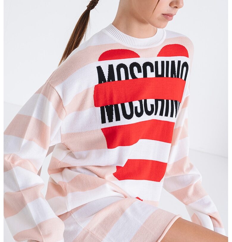 Права вълнена рокля на райе - Червен/Бял/Праскова Moschino Jeans