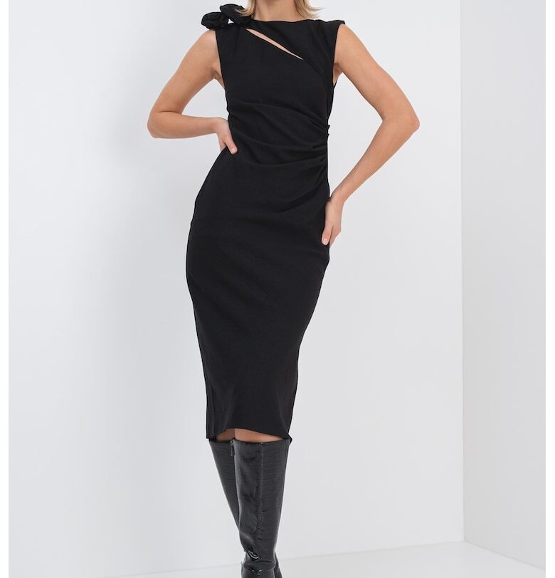 Права миди пола с отвор - Черен Marella