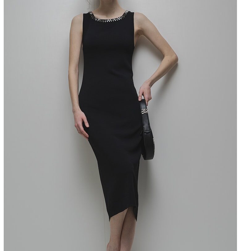 Права миди рокля - Черен Stefanel