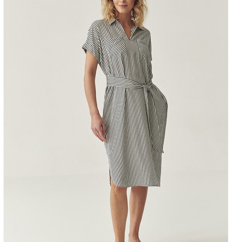 Права миди рокля - Черен/Мръснобял Tatuum