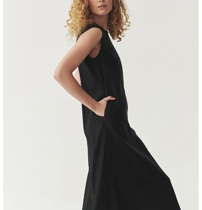 Права миди рокля с джобове - Черен Tatuum