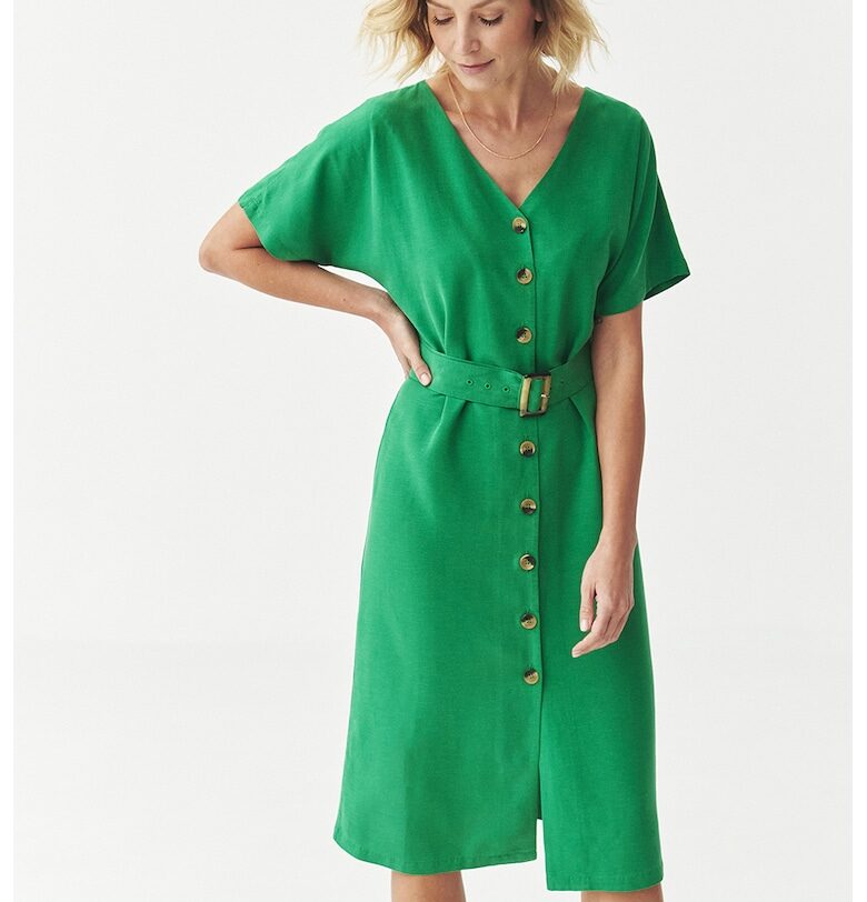 Права миди рокля с шпиц - Зелен Tatuum