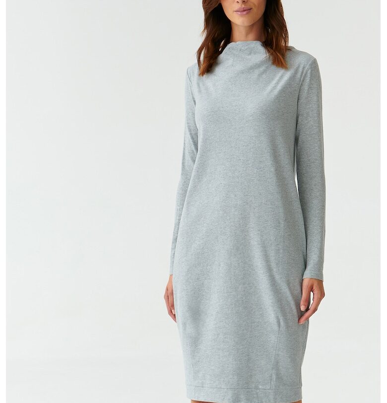 Права рокля Awerika с деколте тип лодка - Сив Tatuum