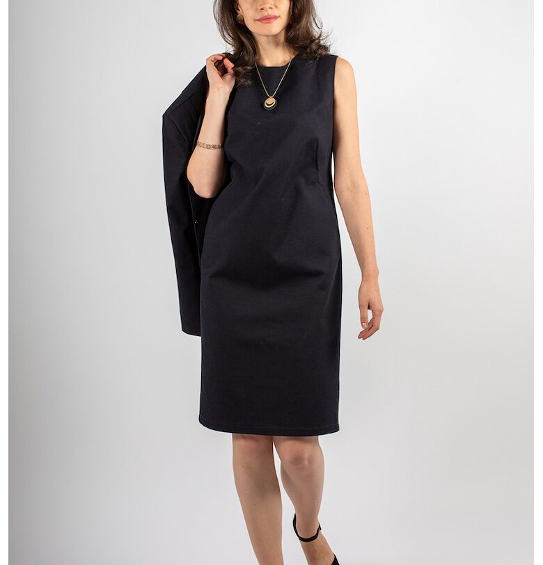 Права рокля Kinga с джобове - Тъмносин Couture de Marie