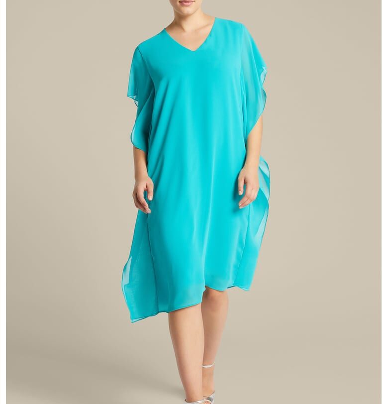 Права рокля с бухнали ръкави - Тюркоаз ELENA MIRO