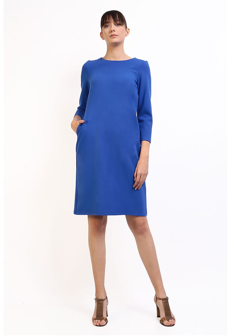 Права рокля с джобове - Кралско Синьо Couture de Marie