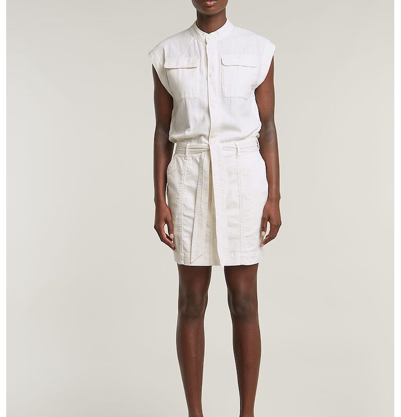 Права рокля с джобове - Мръснобял G-STAR