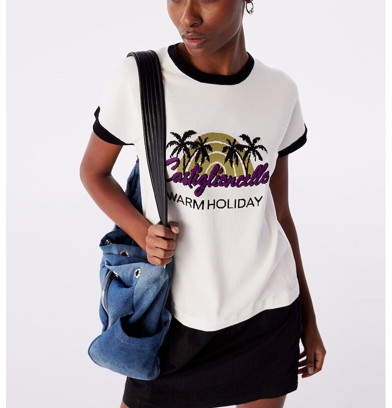 Права рокля с дизайн 2 в 1 - Бял/Черен TWIST