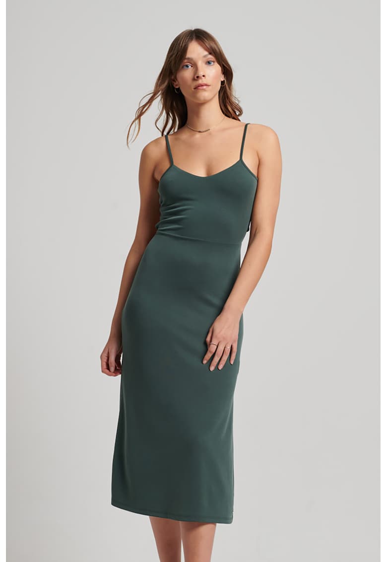 Права рокля с модал и панделка - Бледозелен Superdry Co