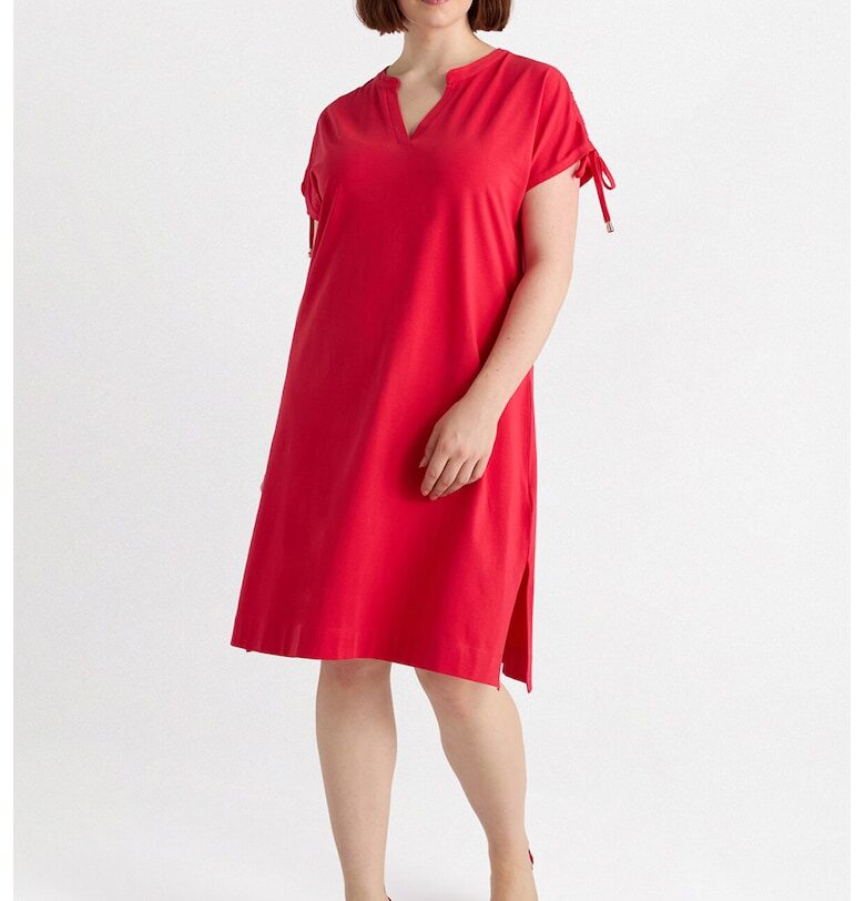 Права рокля с ниска яка - Аленочервен Fiorella Rubino