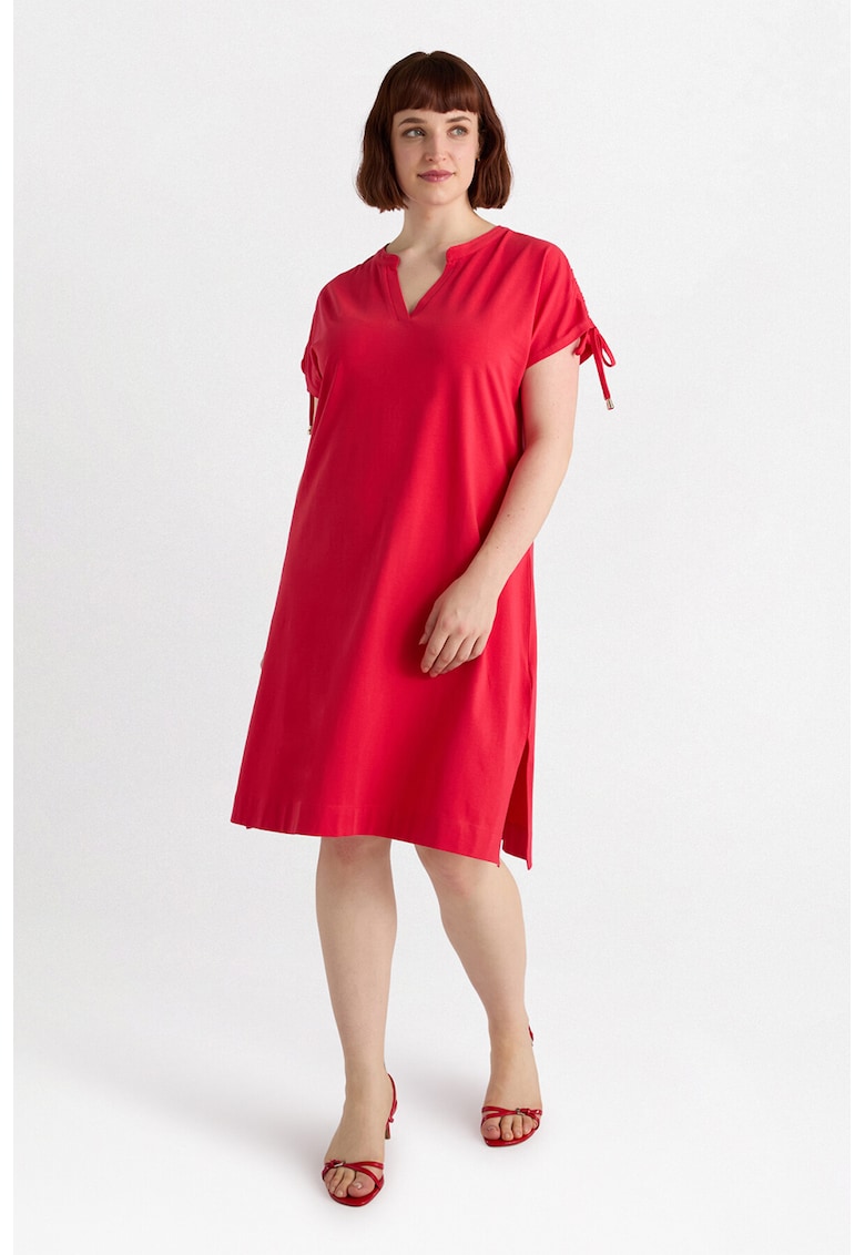 Права рокля с ниска яка - Аленочервен Fiorella Rubino