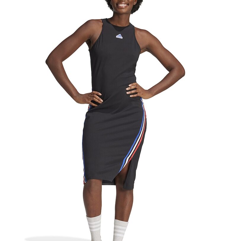 Права рокля с цепка встрани - Избеляло черно/Син adidas Sportswear