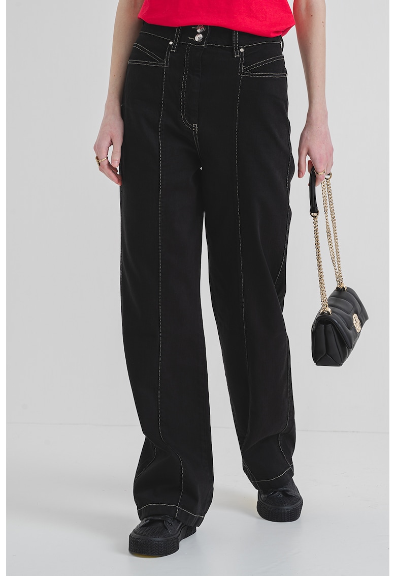 Прави дънки - Слонова кост/Черен BOSS