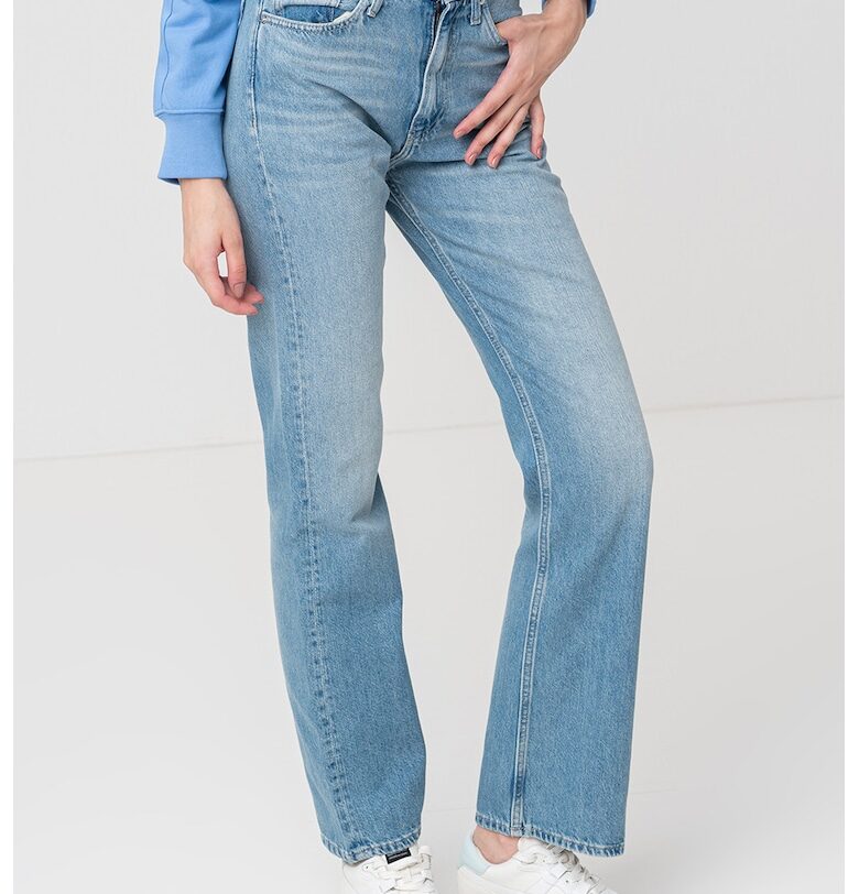 Прави дънки с висока талия - Светлосин CALVIN KLEIN JEANS