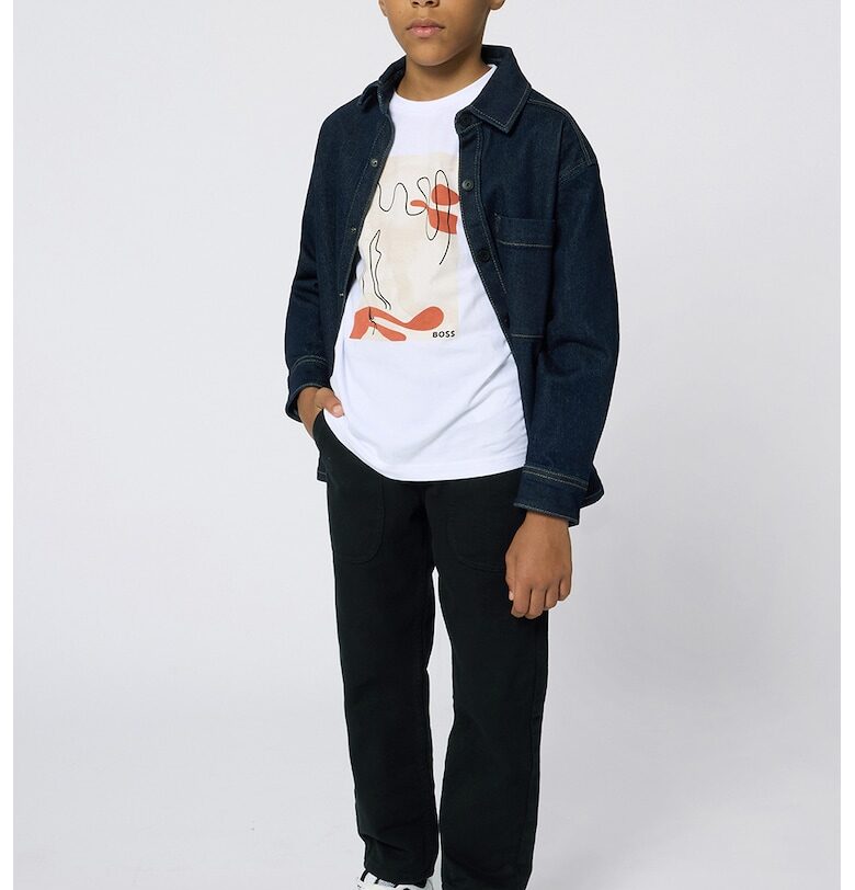 Прави дънки с висока талия - Черен BOSS Kidswear