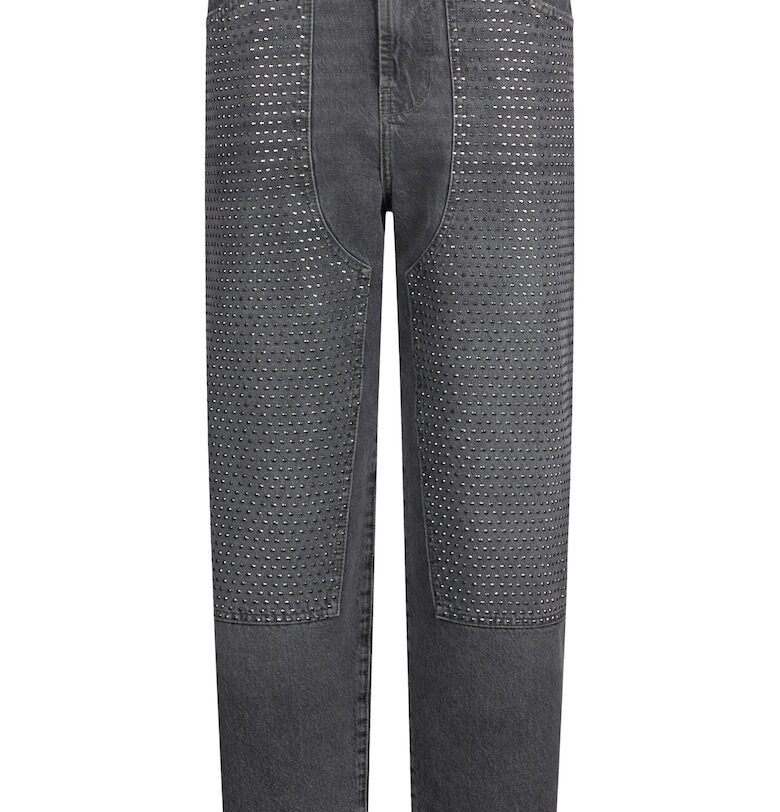 Прави дънки с декоративни камъни - Сив Liu Jo