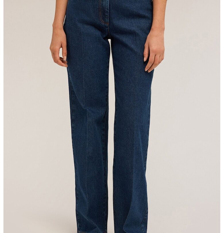 Прави дънки с миди талия - Тъмносин Motivi