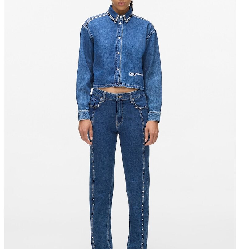 Прави дънки с нитове - Петролно синьо KARL LAGERFELD JEANS