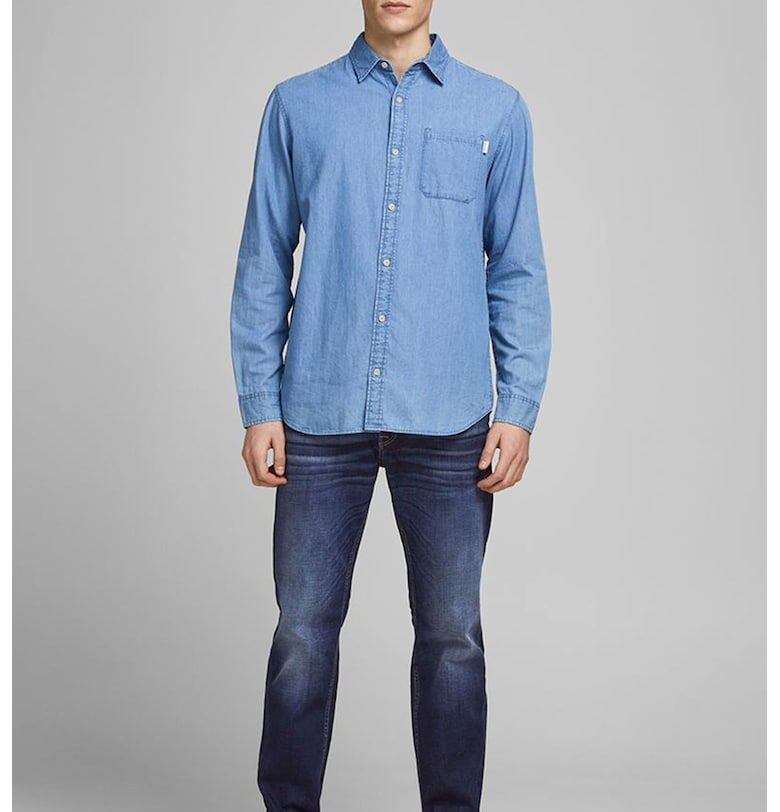 Прави дънки със захабен ефект - Мръснобял/Тъмносин Jack  Jones