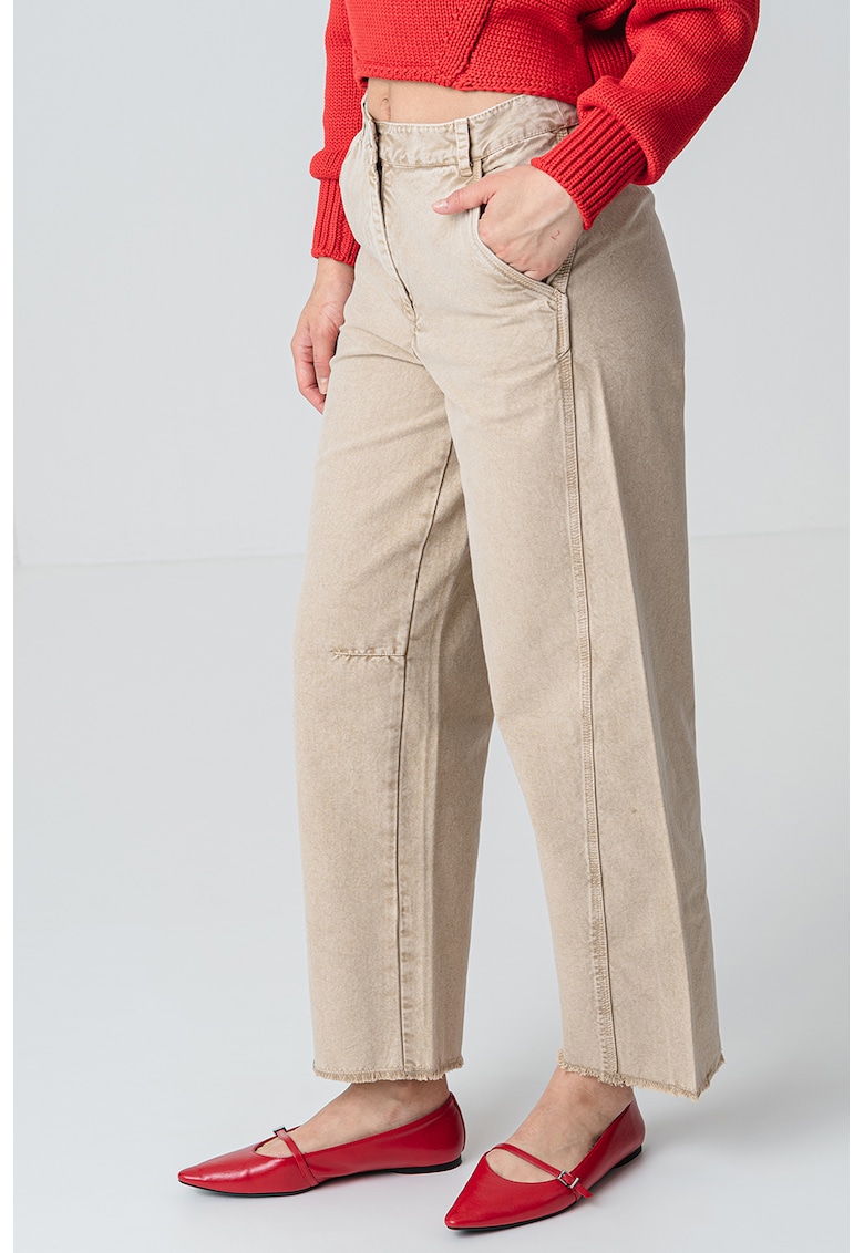 Прави дънки със средна талия - Бежов MaxCo