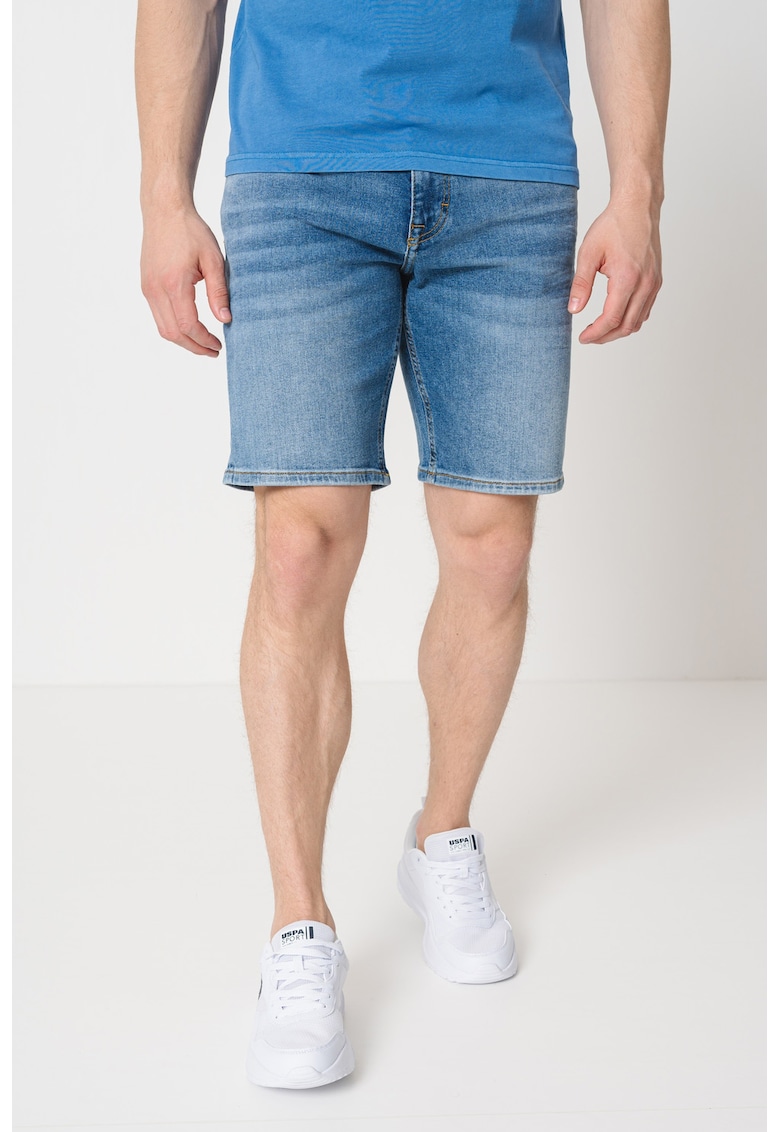 Прави дънкови бермуди със средна талия - Светлосин меланж Mustang