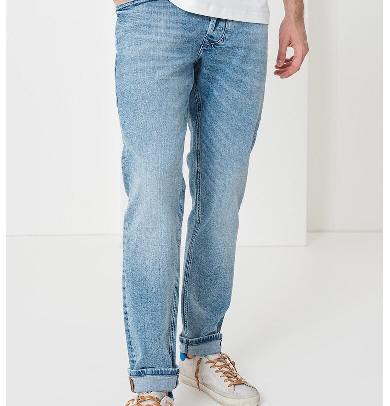 Прави памучни дънки с копчета - Светлосин меланж Diesel