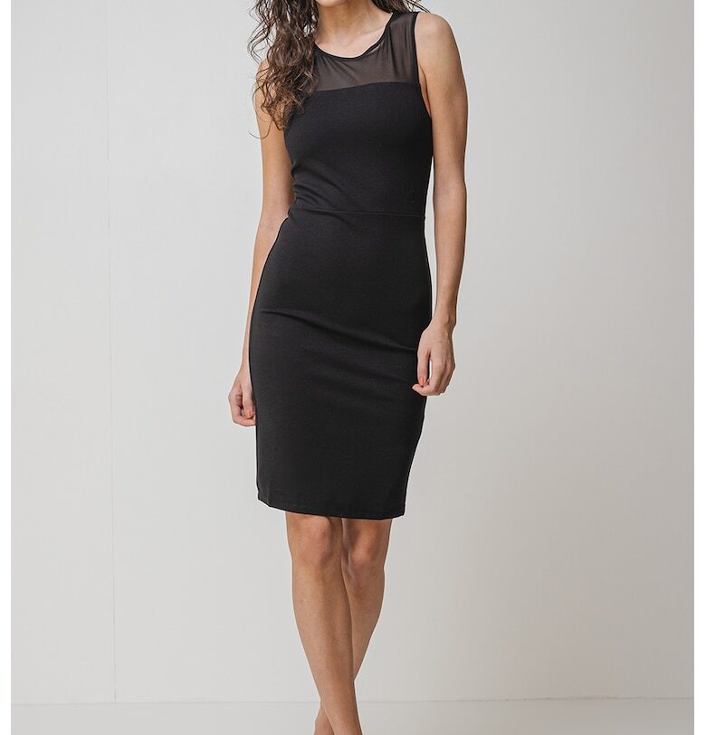 Прилепнала рокля с мрежест панел - Черен ARMANI EXCHANGE